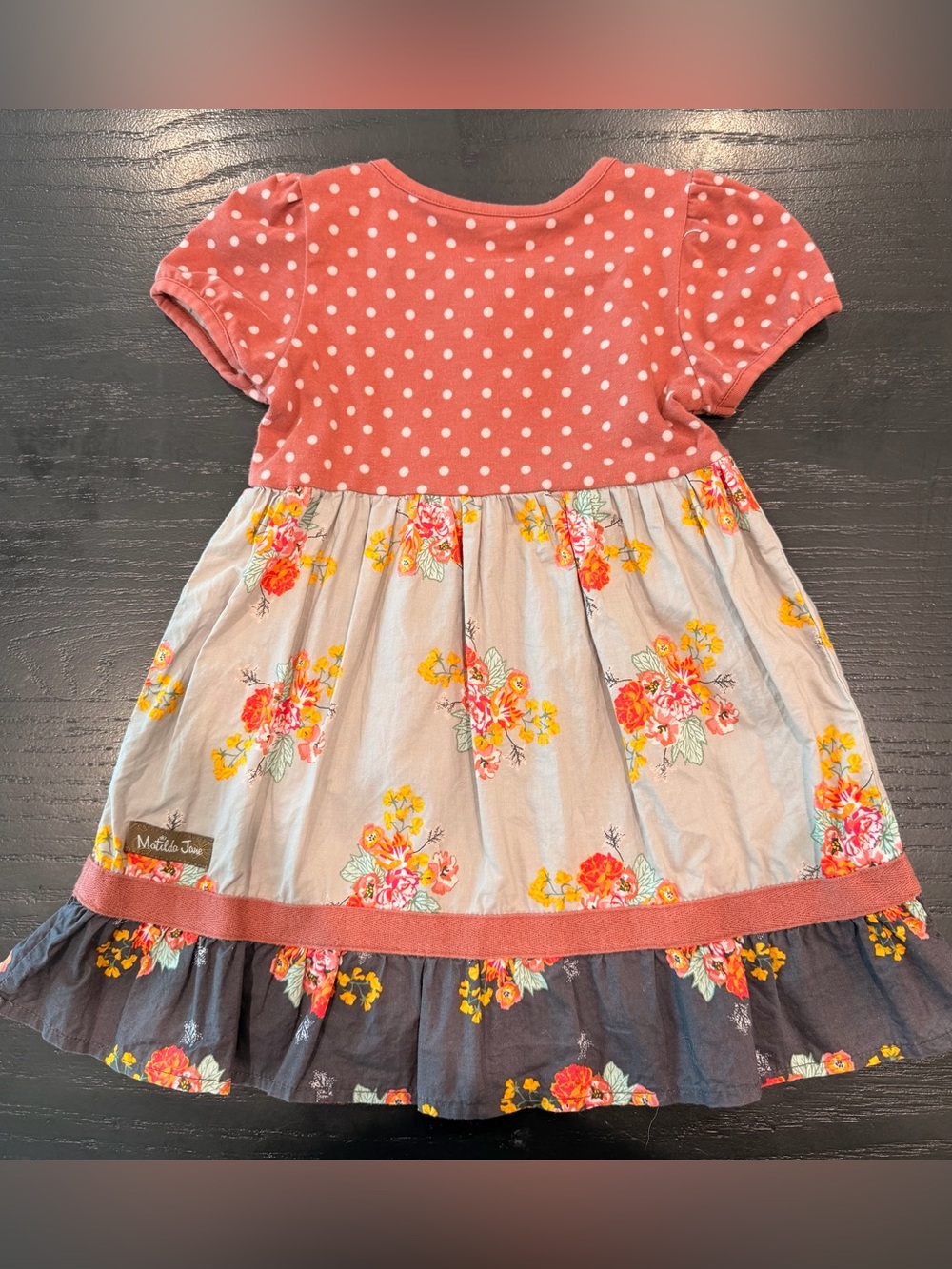 EUC Matilda Jane Coral Polka & Floral Tiered Dress 18-24 months - Picture 2 of 5